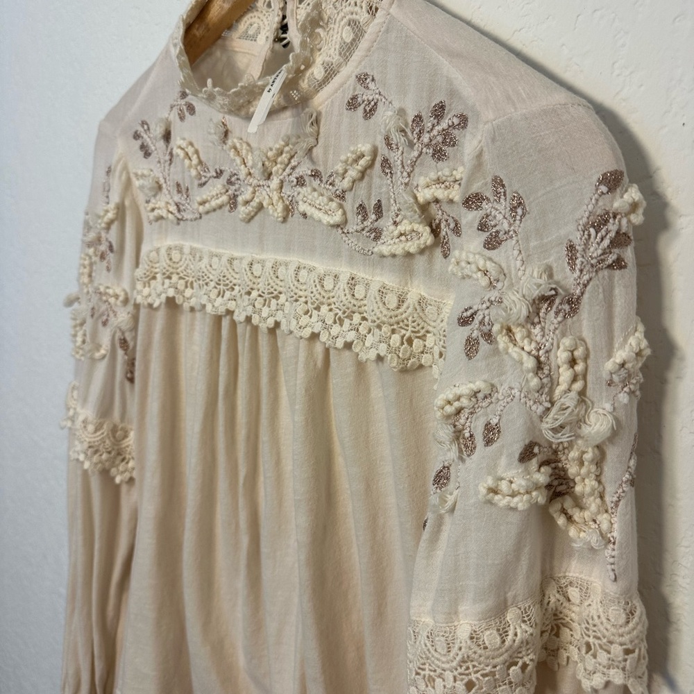 Anthropologie Jenna Cream Crochet Lace Blouse - Picture 7 of 8